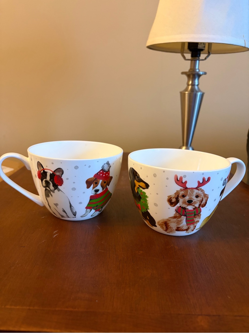 Christmas Dogs White Ceramic Mug - Set of 2
